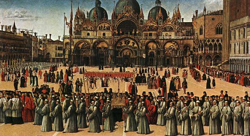 BELLINI, Gentile Procession in Piazza S. Marco Sweden oil painting art